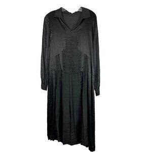 RESTORE Vintage 20s Black Satin Silk Dress Flapper 1920s